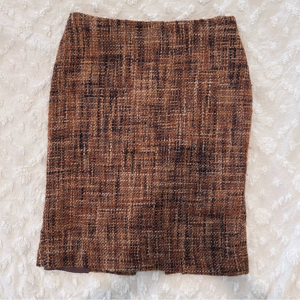 Vintage Vertigo Paris Tweed Pencil Skirt in Brown Made in France